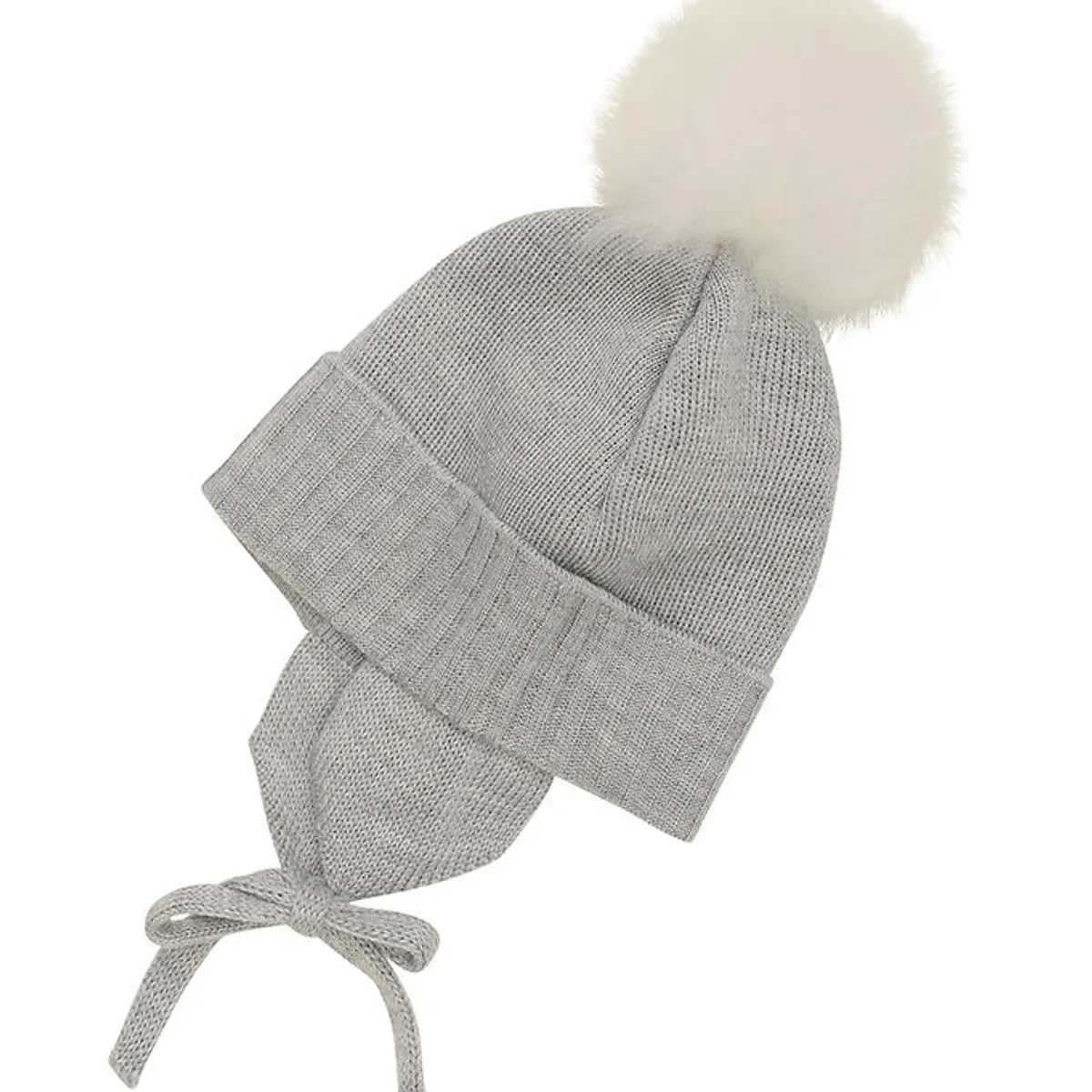 Huttelihut Hue m. Øreflapper - Strik - Uld - Medium Grey Melange