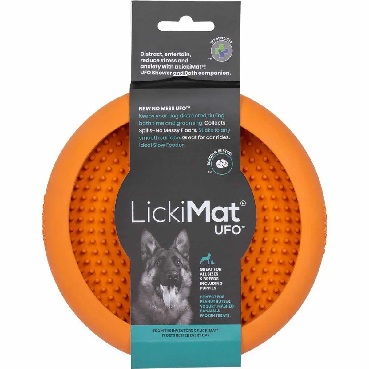 Imazo - LickiMat UFO Slikkemåtte Med Sugekopper, Orange - Hundefoder - Gummi, Vinyl og Latex