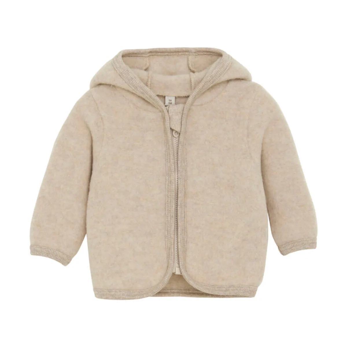 Jakke m. Ører Uld Fleece - Camel Melange - 68