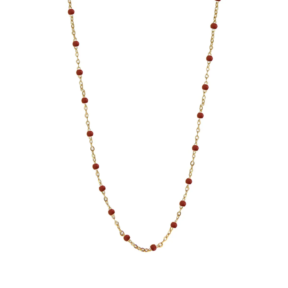 Jeberg Jewellery - Ruby Wine Beaded halskæde, 42+3 cm Forgyldt sølv sterlingsølv