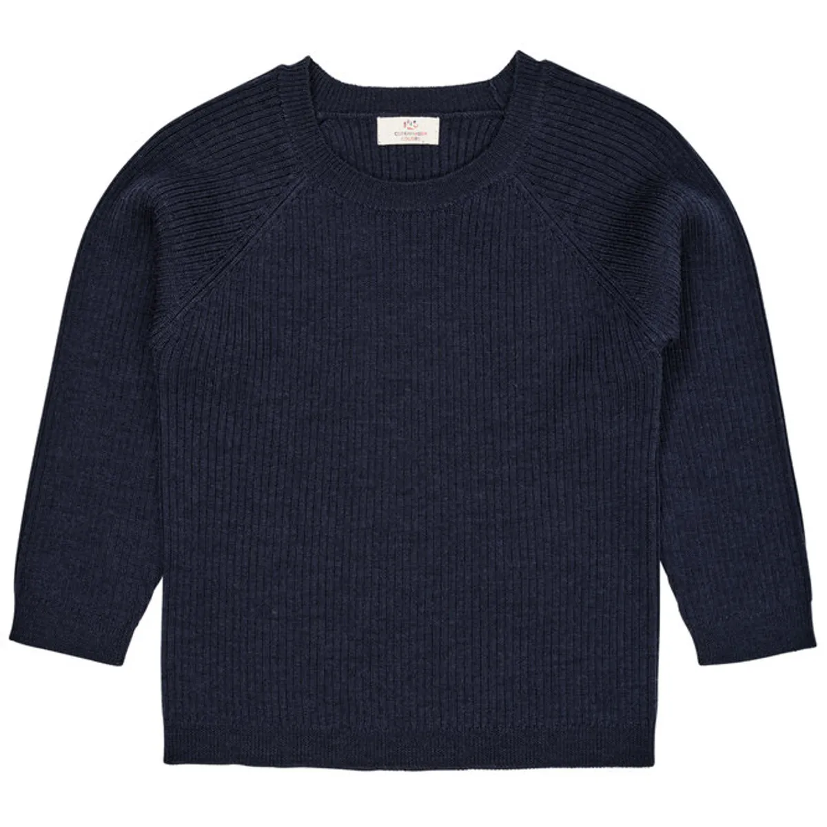 Klassisk merino bluse i rib - MØRKE BLÅ - 104