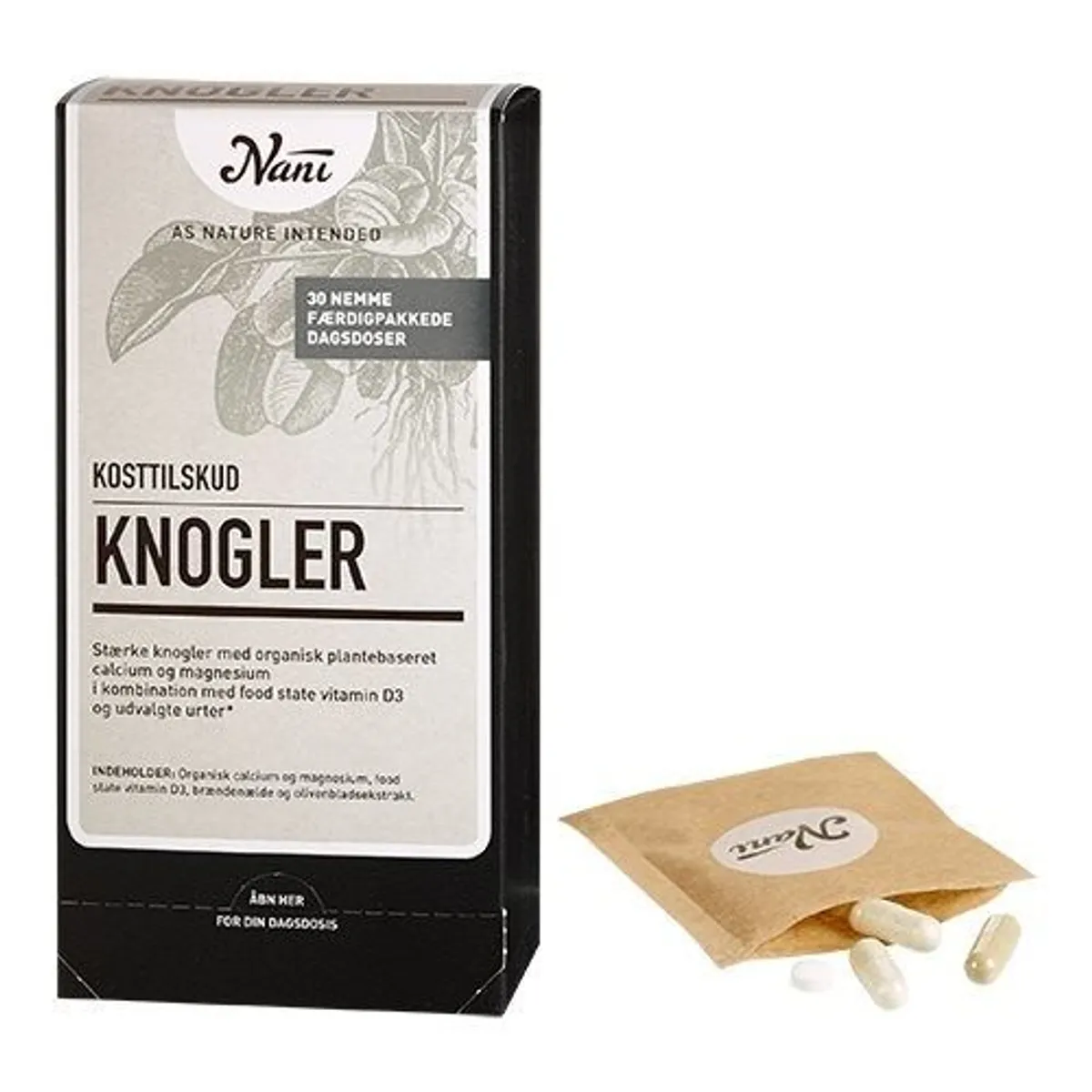 Knogler helsepakke Nani calcium, magnesium, vitamin D3, - 30 breve