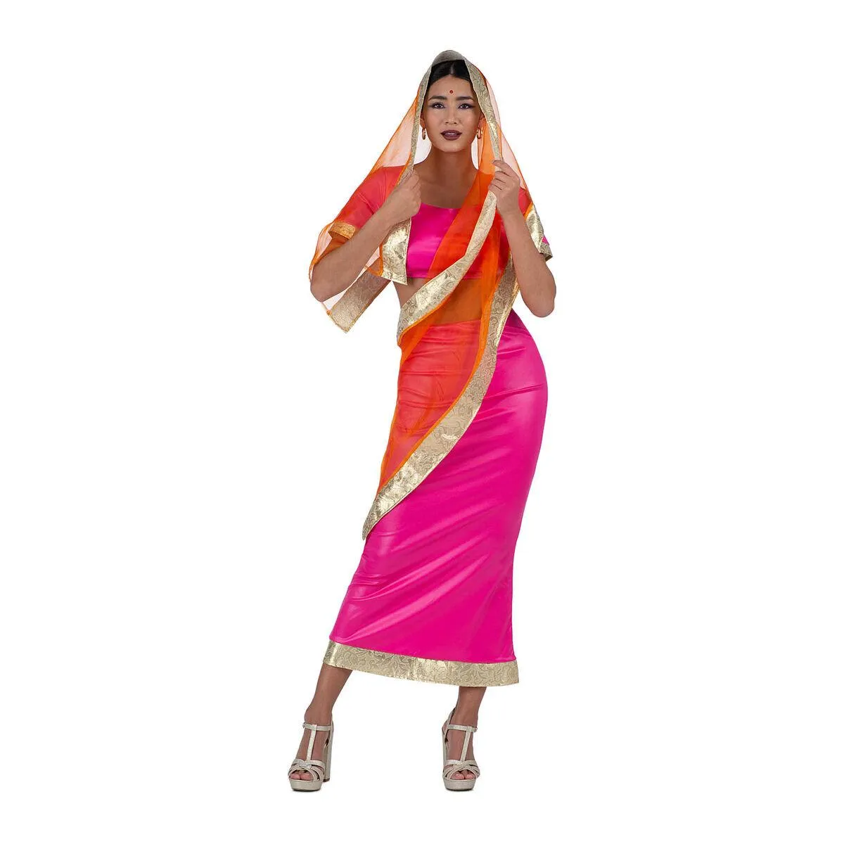 Kostume til voksne Hindu Orange Pink L