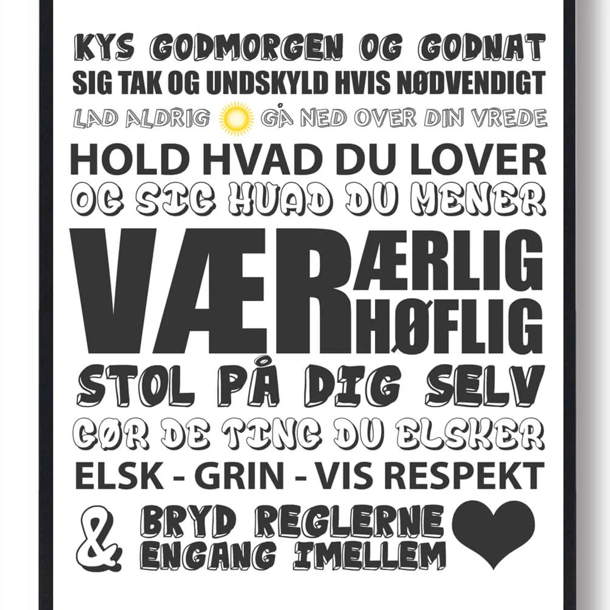 Kys hinanden godmorgen (Hvid) - plakat (Størrelse: L - 50x70cm (B2))