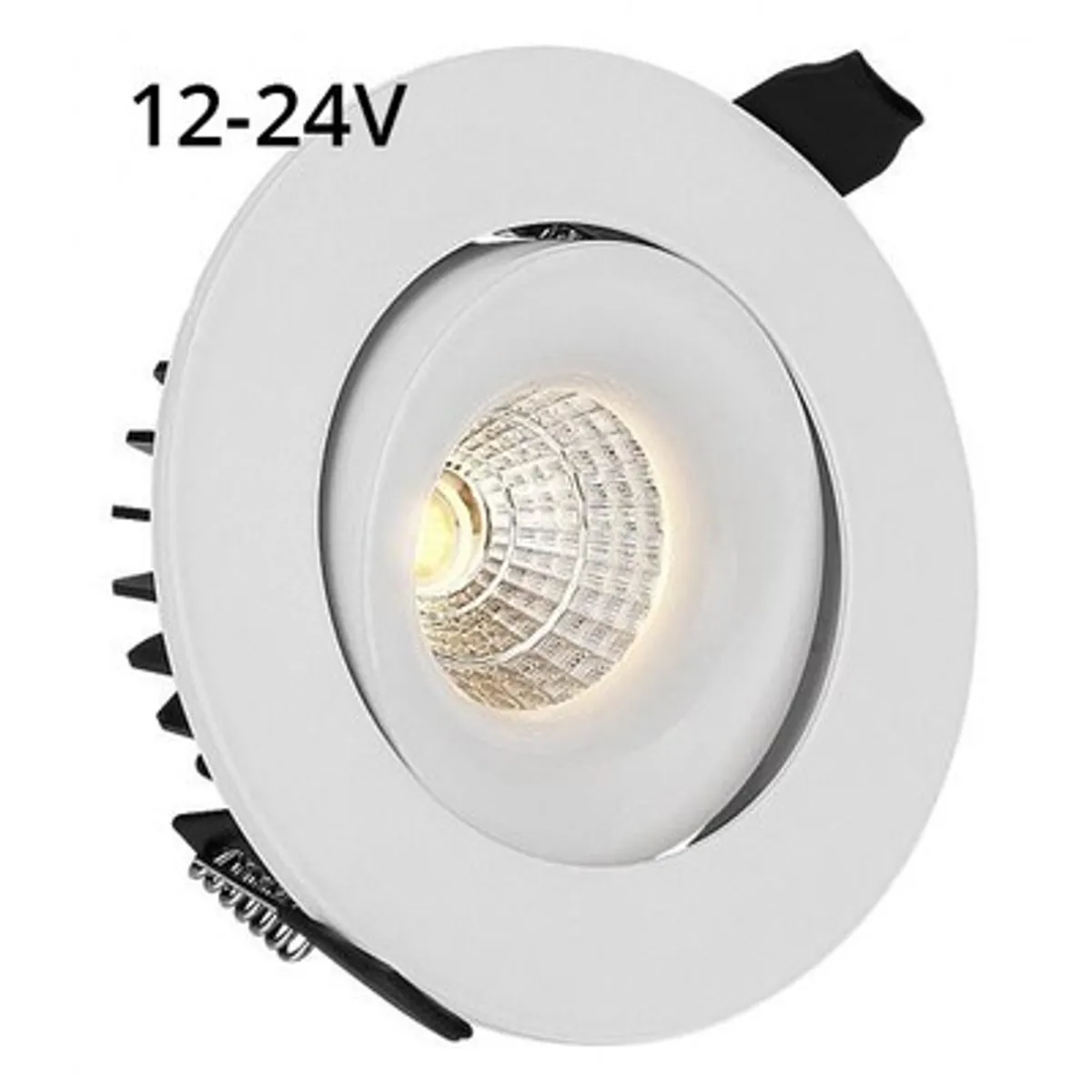 LEDlife 6W indbygningsspot - Hul: Ø7,5 cm, Mål: Ø9 cm, RA90, hvid kant, dæmpbar, 12-24V - Dæmpbar : Dæmpbar, Kulør : Varm