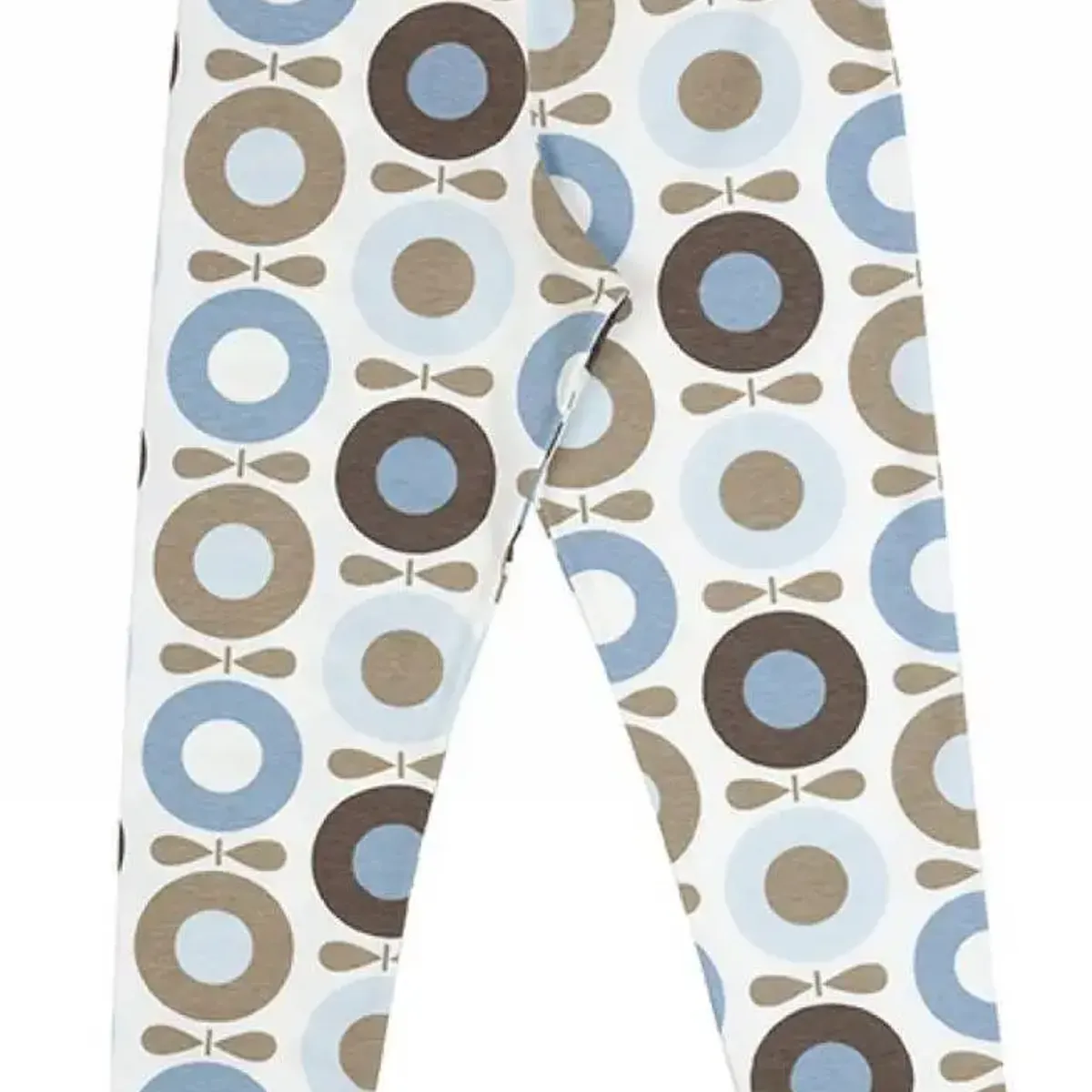 Leggings lyseblå og brun med stort æbleprint