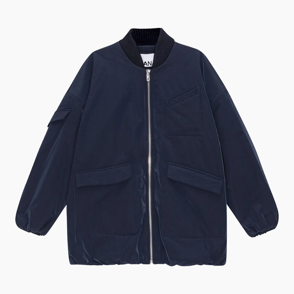 Light Twill Oversized Bomber Jacket F8804 - Sky Captain - GANNI - Navy S/M