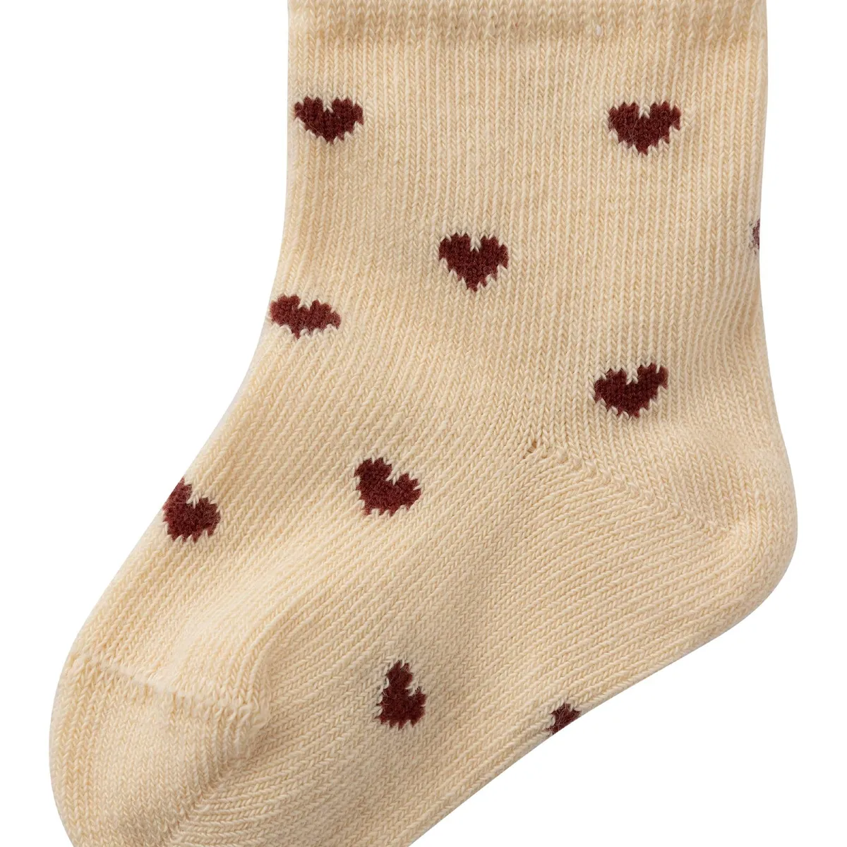 Lil Atelier - Rossa Sock med hjerter - Wood Ash - 50/56