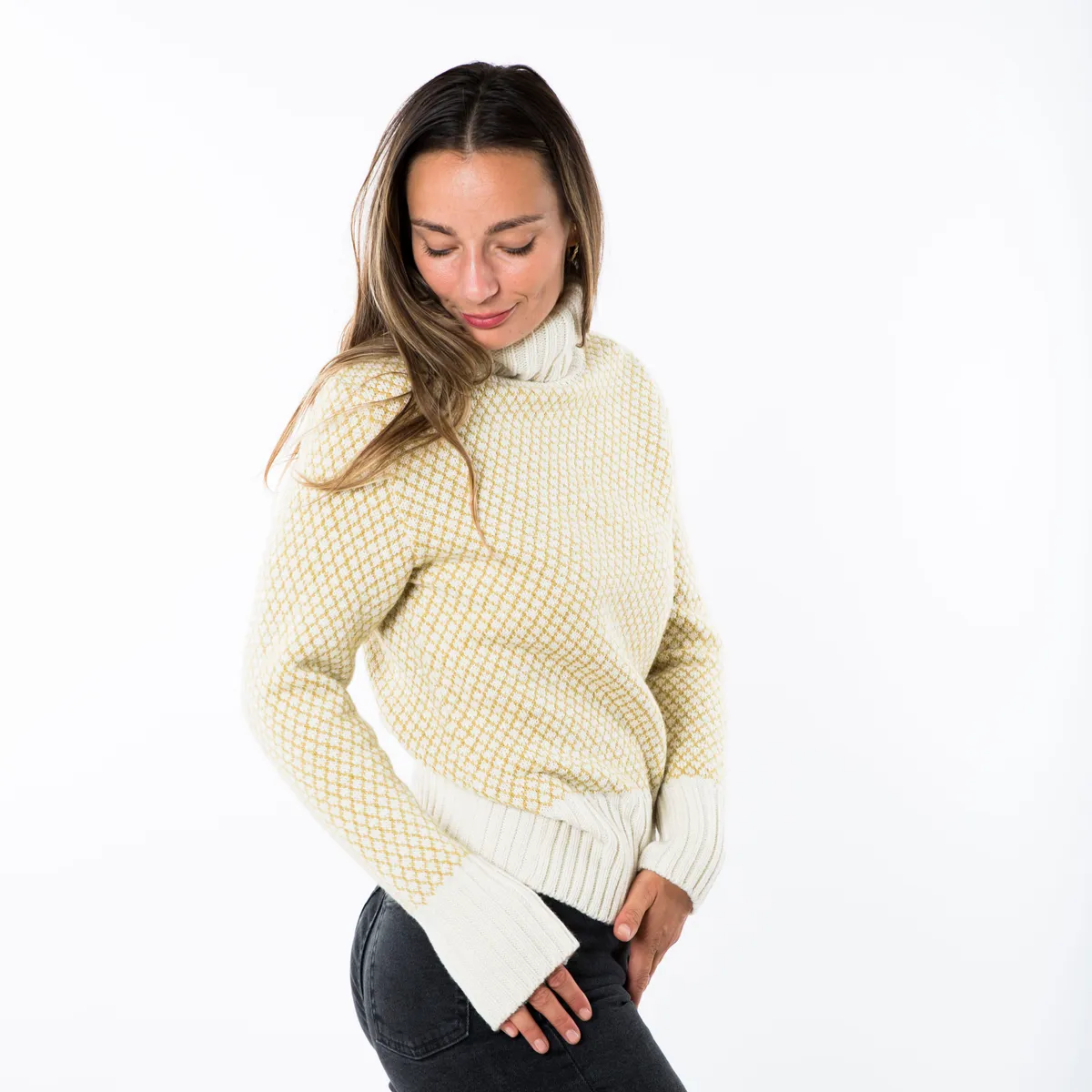 Liv Sweater - Fuza Wool - White/denim