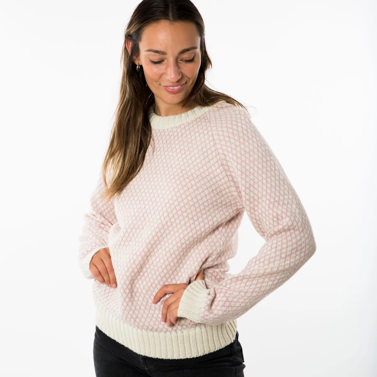 Liv Sweater Round Neck - Fuza Wool - Dark Rose