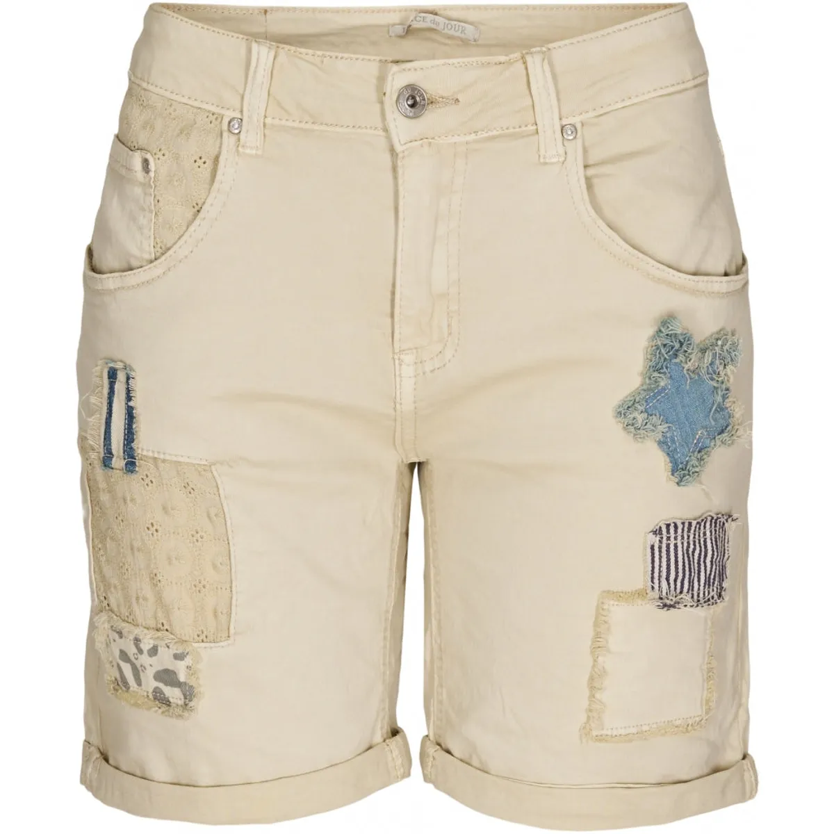 LOLA dame shorts med lapper - Beige