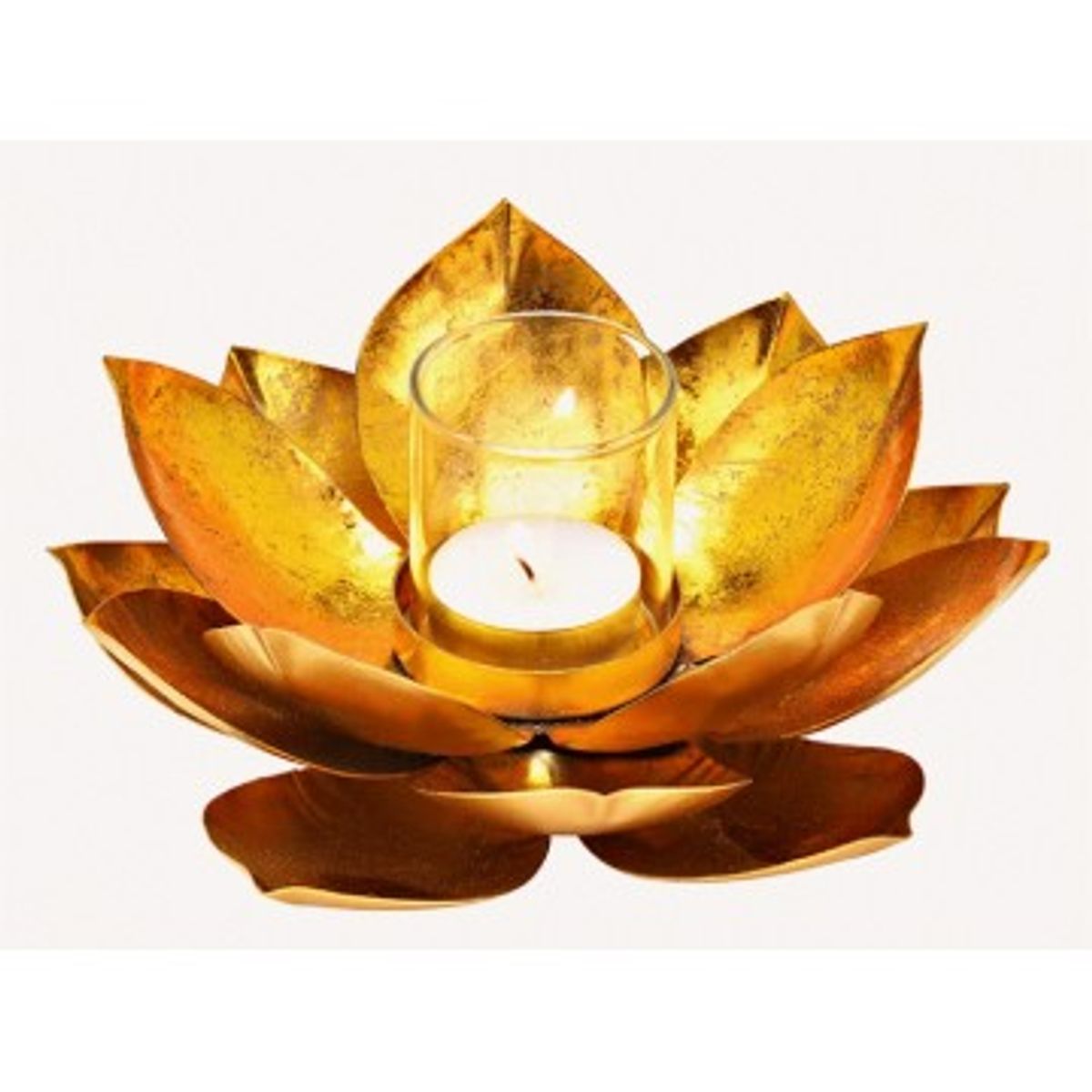 Lotus lysestage i guld og glas - Lotus Lysestager - GodKarmaShop