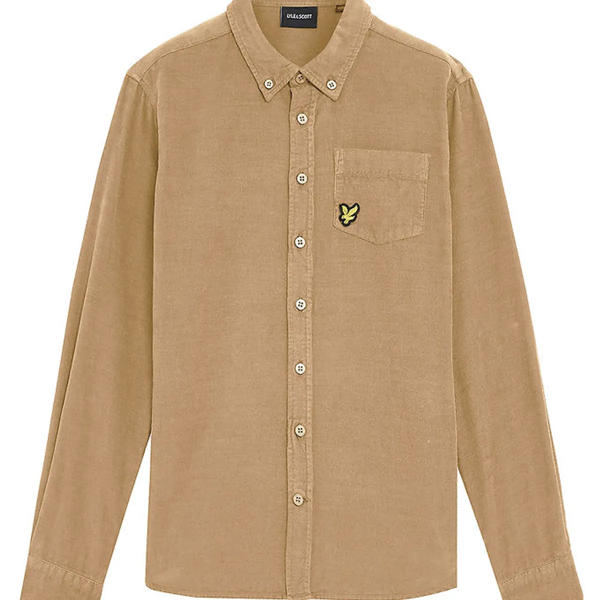 Lyle & Scott Skjorte - Fløjl - Needle Cord - Sand Storm