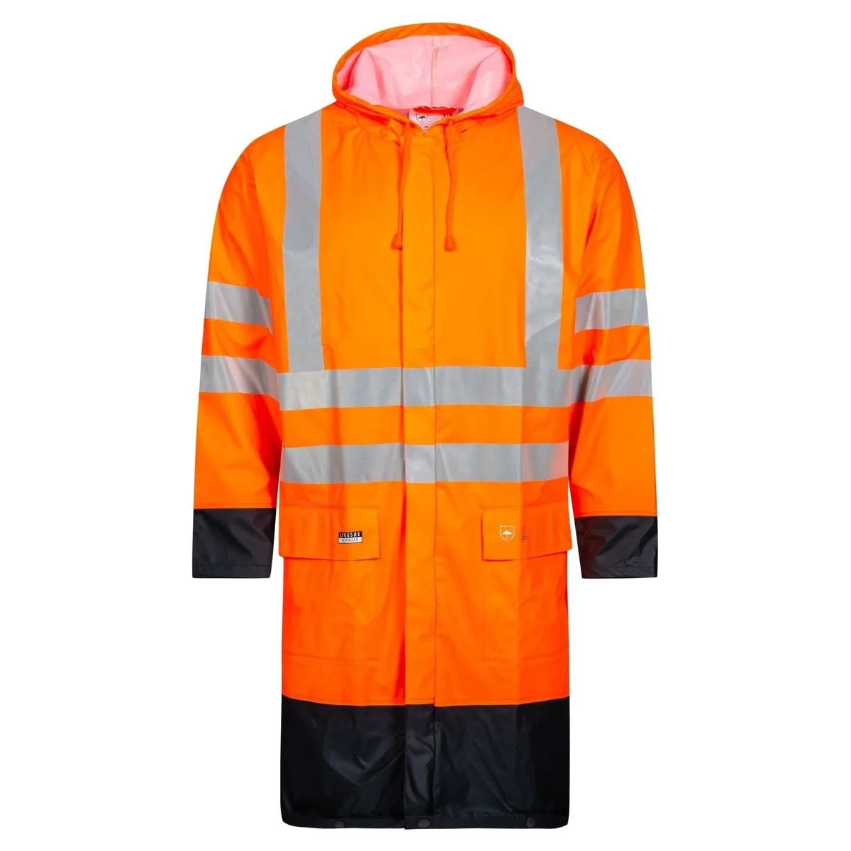 Lyngsøe Hi-vis regnjakke i PU kvalitet, 100 cm lang LR8030