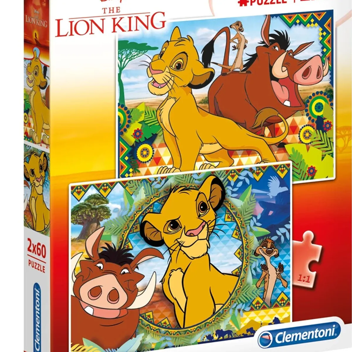 Løvernes Konge Puslespil - Disney - 2x60 Brikker - Clementoni