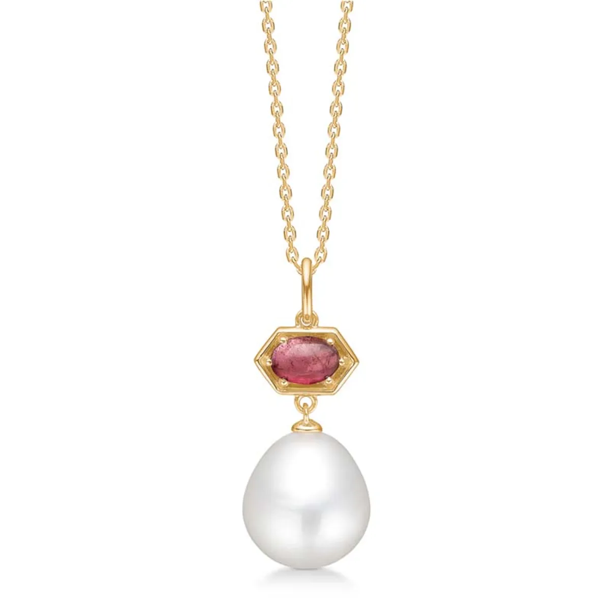 Mads Z Pearl Delight 14 kt. guld vedhæng med pink turmalin og perle