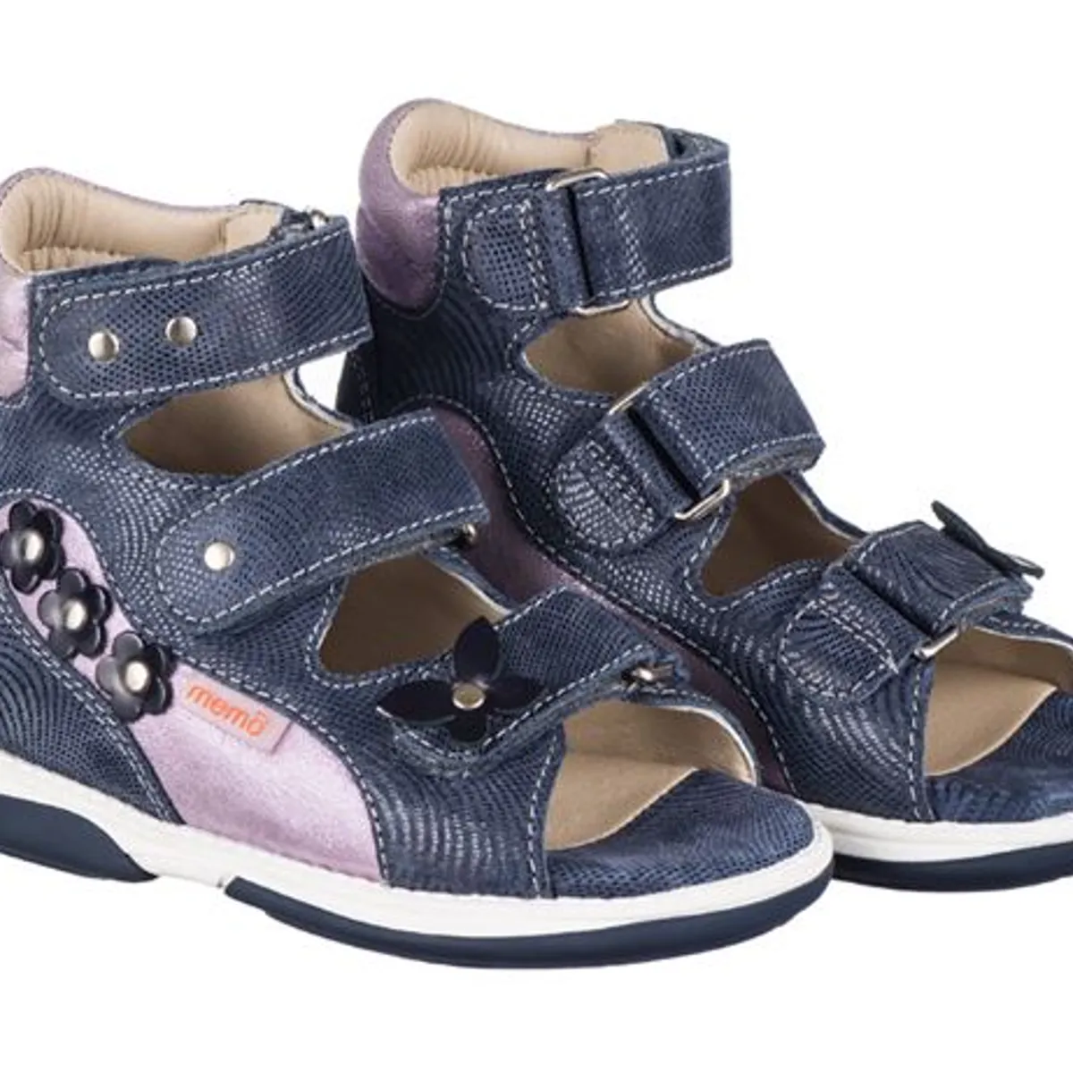 Memo Agnes, pigesandal, navy/lilla - sandaler med ekstra støtte