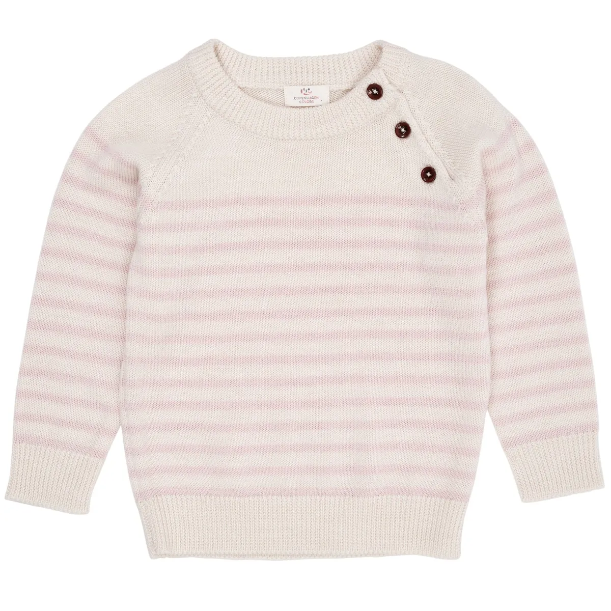 MERINO KLASSISK STRIPPET PULLOVER - CREAM/DUSTY ROSE STRIPE - CREAM/DUSTY ROSE STRIPE / 110