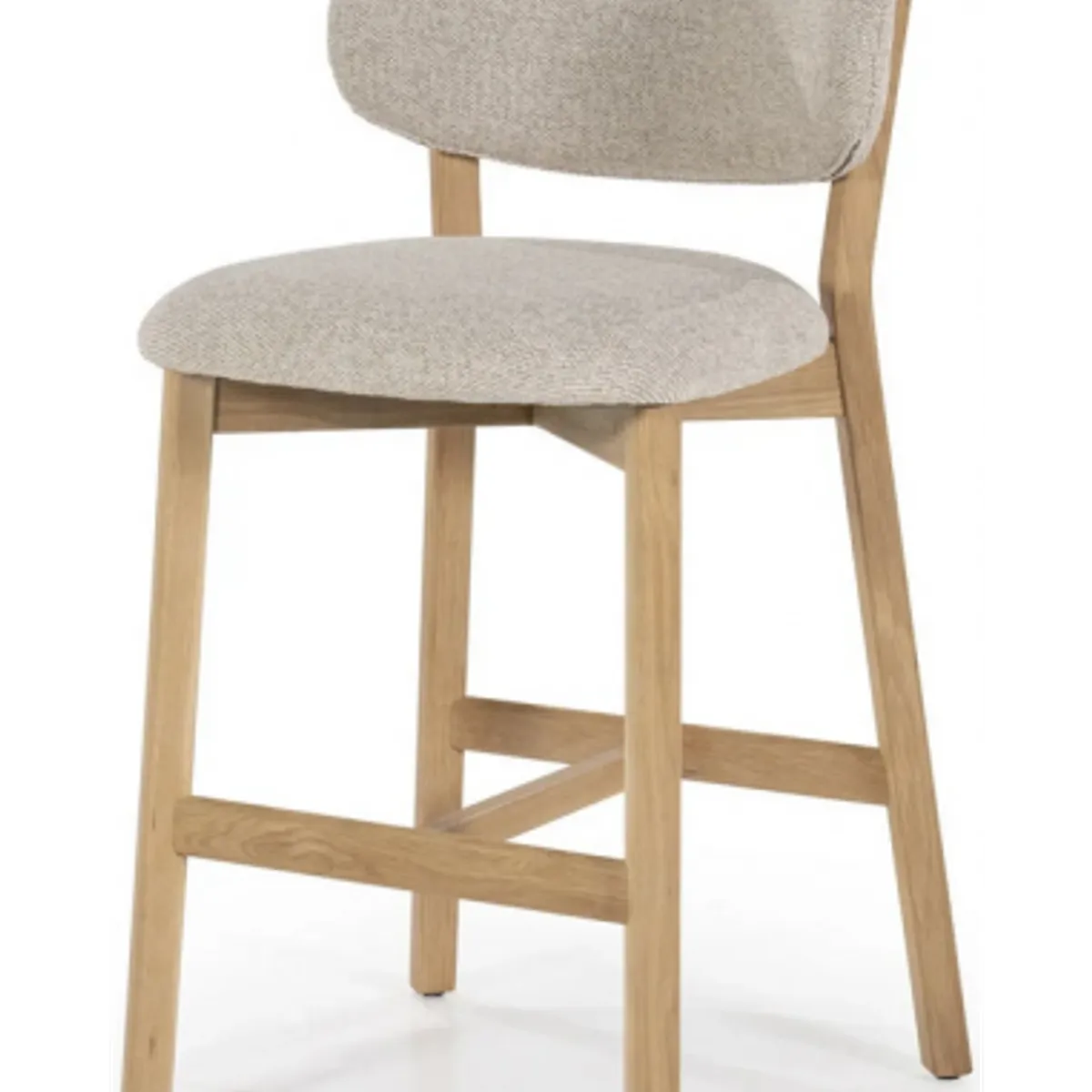 Mikky barstol i egetræ og polyester H97,5 cm - Eg/Taupe