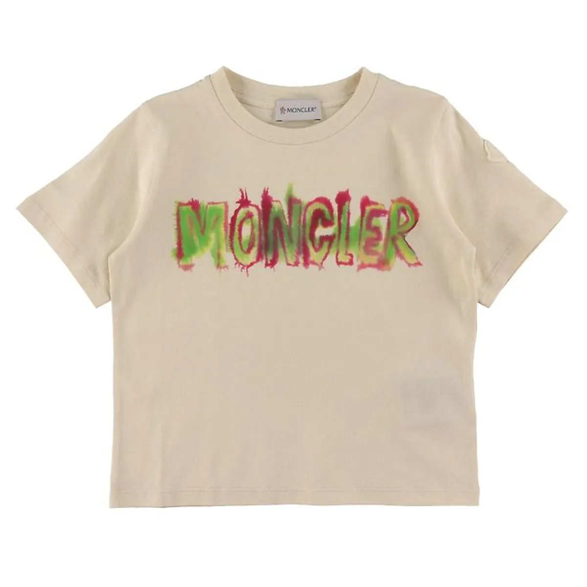 Moncler T-shirt - Beige m. Pink/Grøn