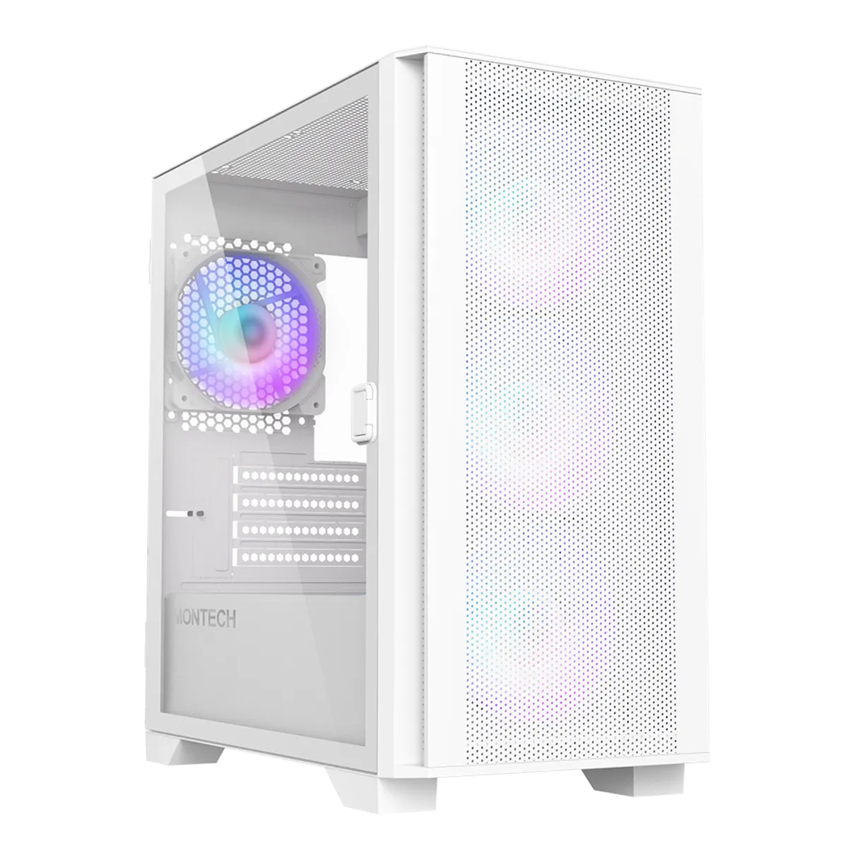 Montech Air 100 ARGB White - Micro ATX, Tempered glass, 4x ARGB fans included