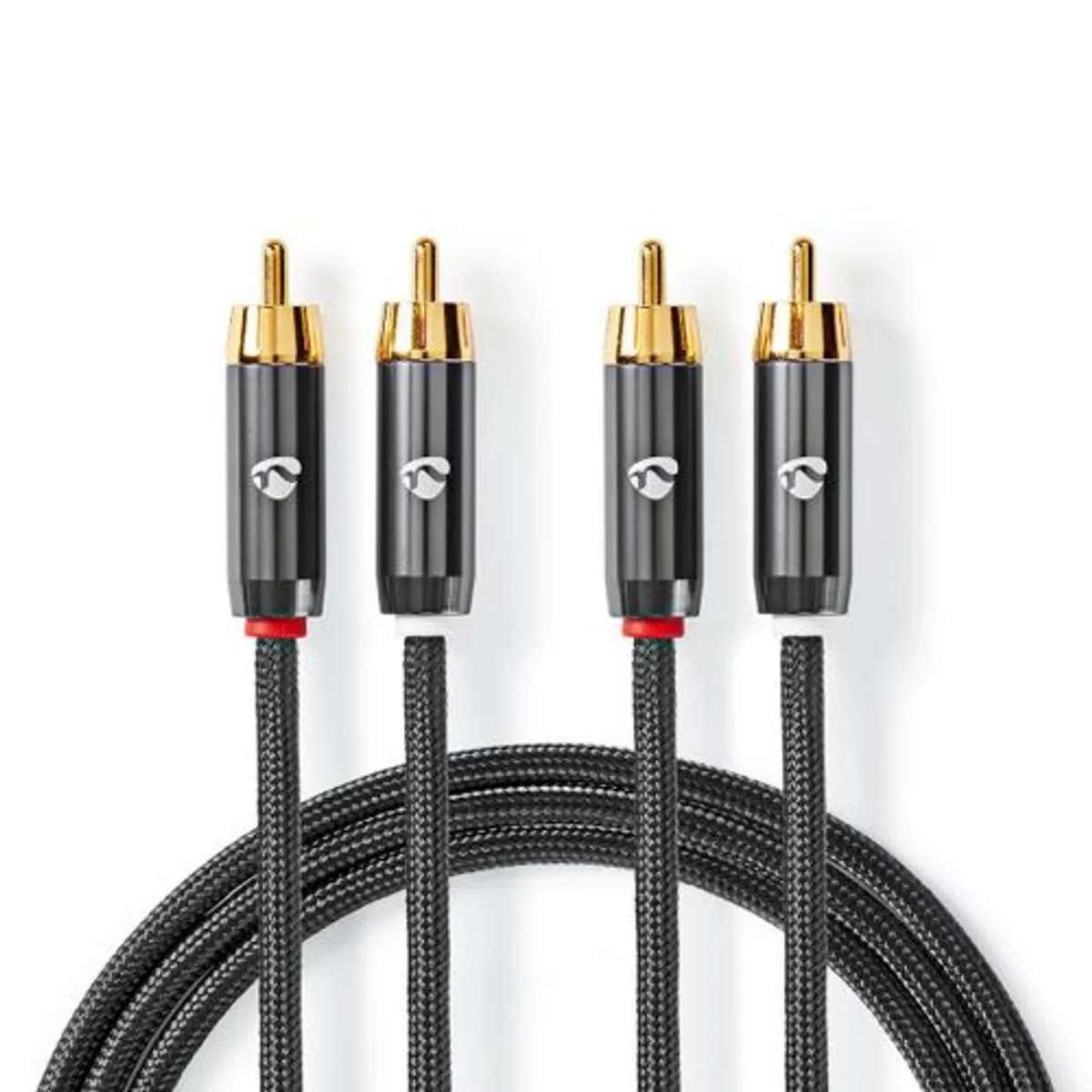 Nedis - Premium Phone kabel (Stereo) (2xRCA) (Han-Han) (Metal/Grå) - 1,0 m