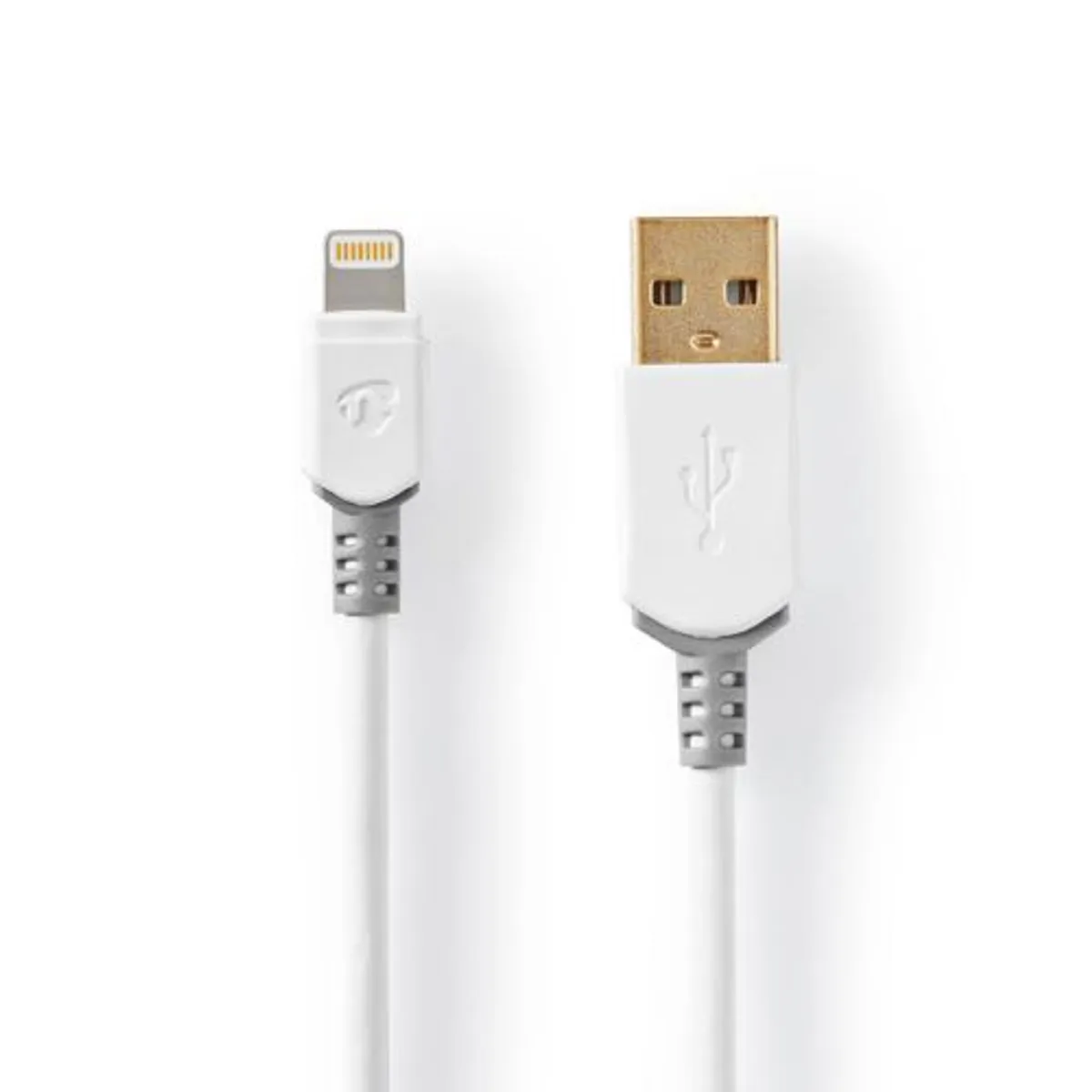 Nedis - USB 2.0 kabel Apple MFi certified (2.4A/12W)(USB-A / Apple Lightning) (Han-Han) (Grå/Hvid) - 2,0 m