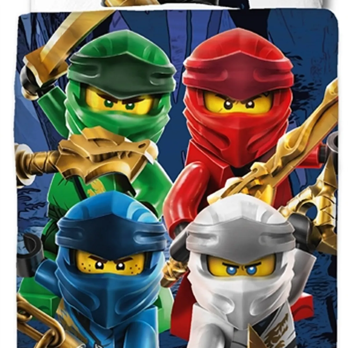 Ninjago sengetøj - 140x200 cm - LEGO Ninjago Ninjaer - 2 i 1 Sengesæt - 100% fint vævet bomuld