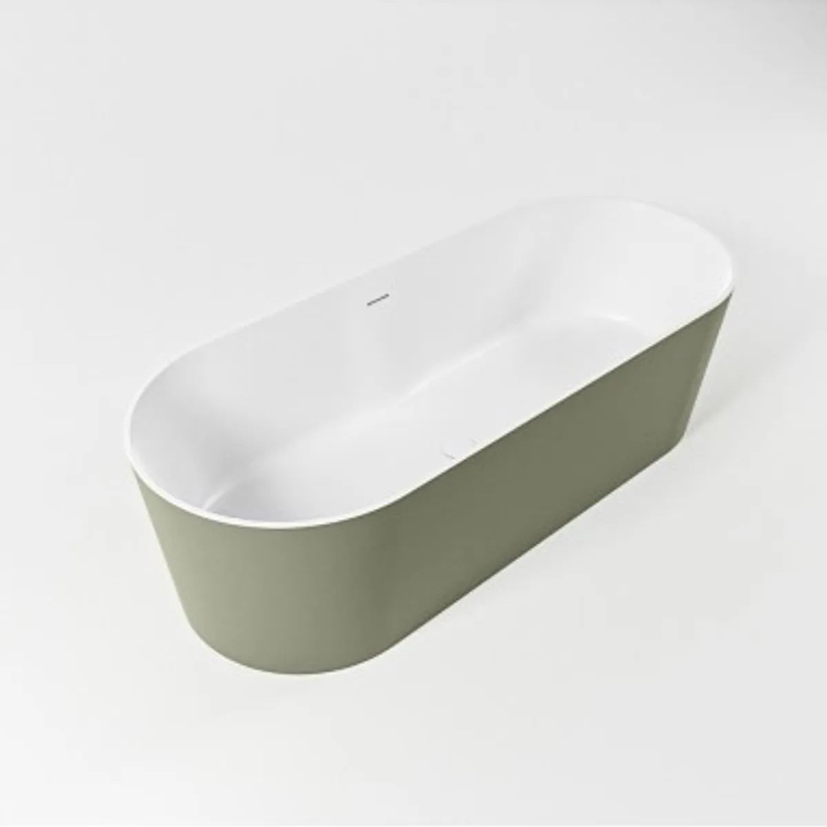 NOBLE fritstående badekar 180 x 75 cm Solid surface - Talkum/Armygrøn