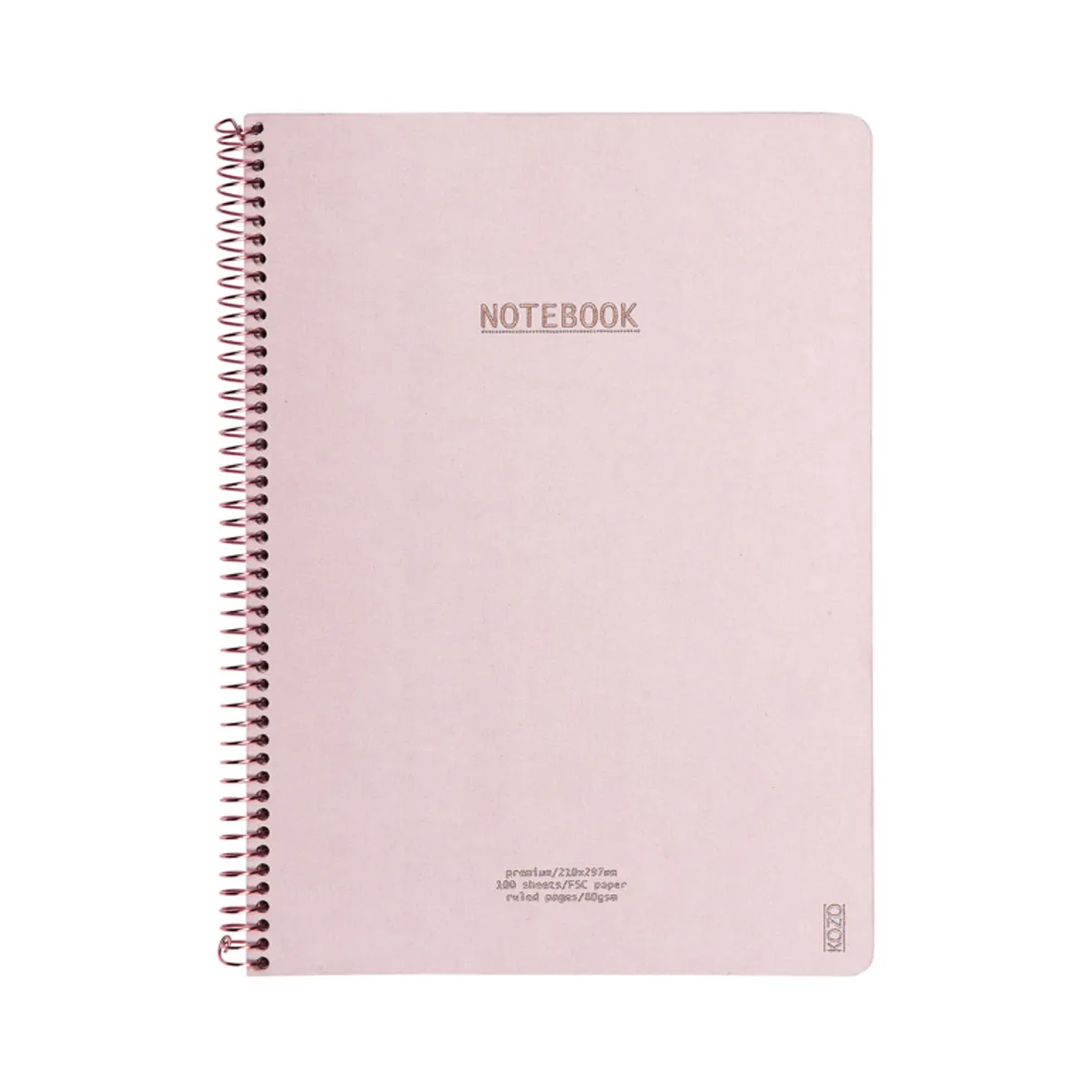 Notesbog Kozo Premium A4 100 g Linjeret Dusty Pink