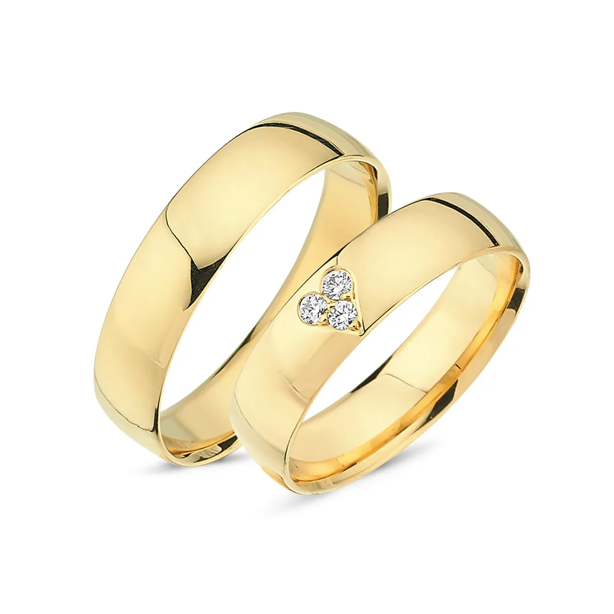 Nuran - Vielsesring, 3x0,02ct w/vs 4,5mm 14 kt. guld