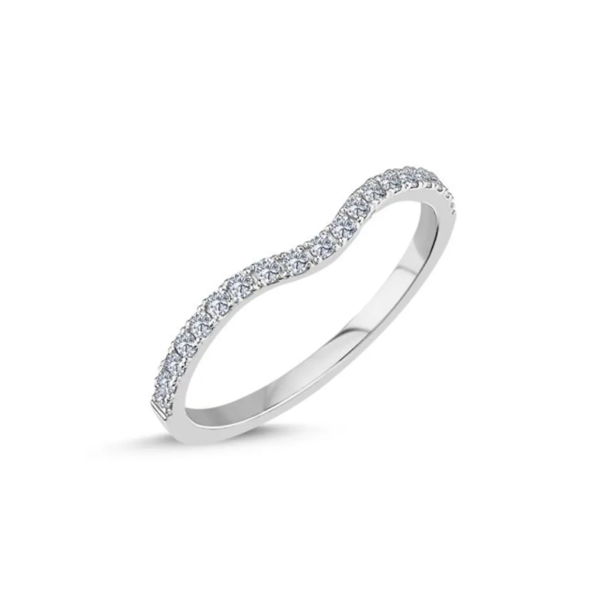 Nuran - Vielsesring m. pavé, 0,19 ct. w/vs 14 kt. hvidguld