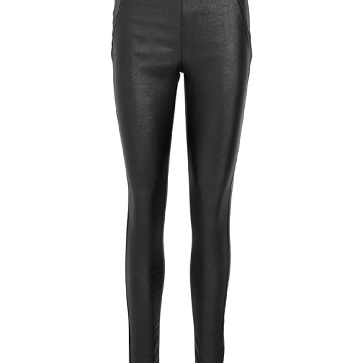 Object - Belle Mw Coated Leggings - Sort Glitter