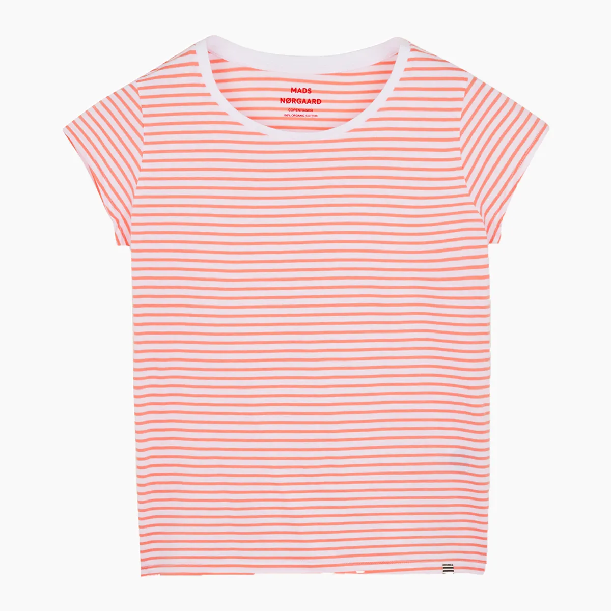 Organic Jersey Stripe Teasy Tee FAV - Brilliant White/Shell Pink - Mads Nørgaard - Stribet XL