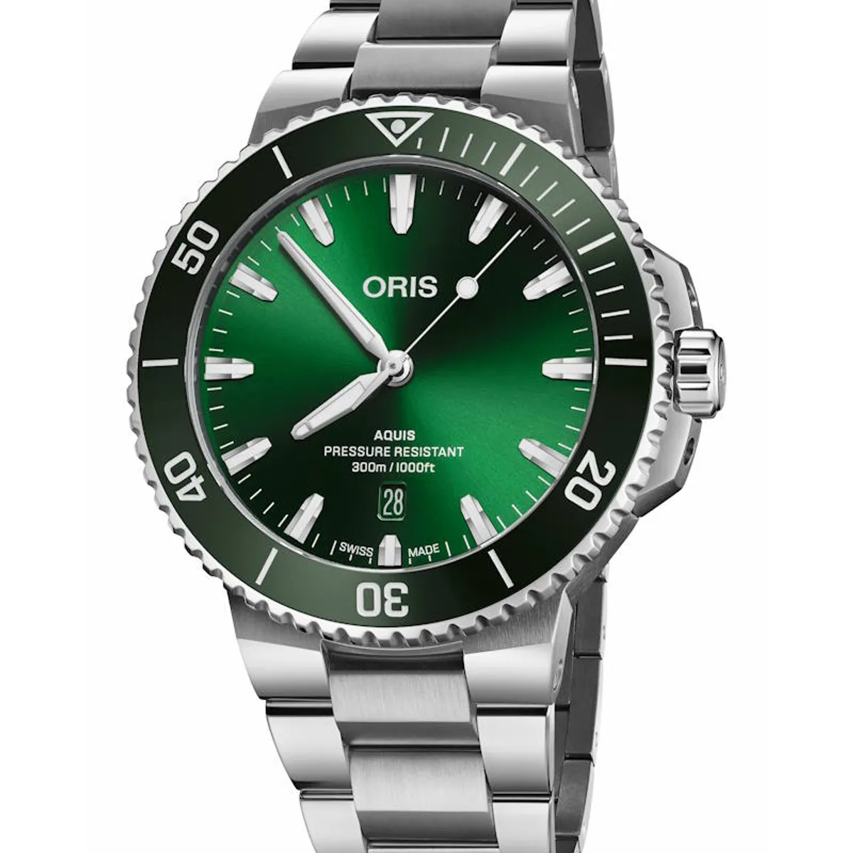 Oris Aquis Date grøn med lænke 43,5mm