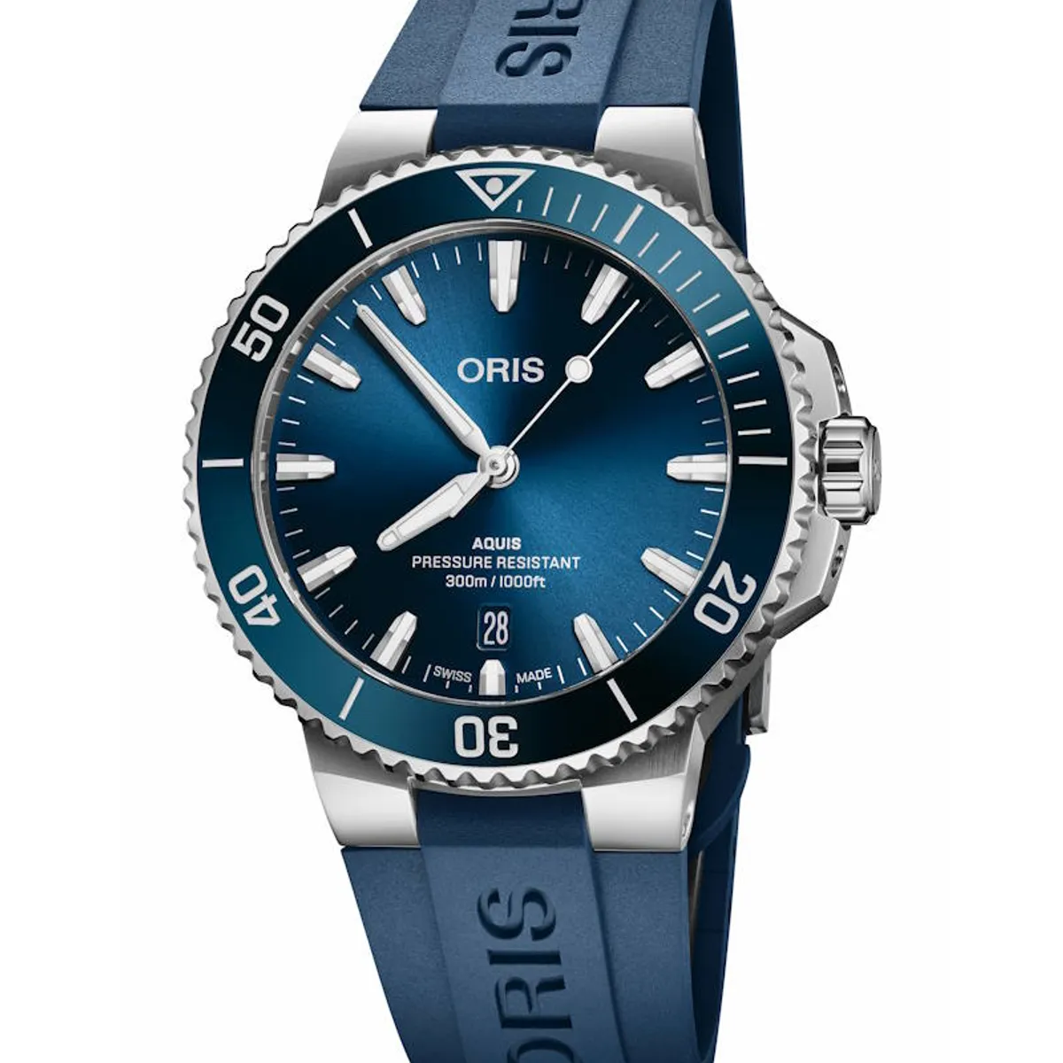 Oris Aquis Date med blå med gummirem 41,5mm