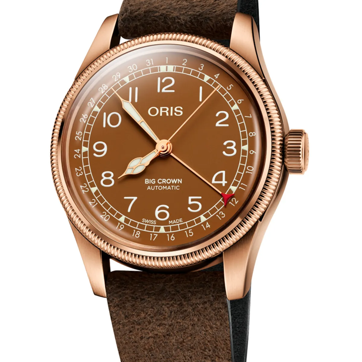 ORIS Big Crown Pointer Date Bronze, brun med rem -40 mm