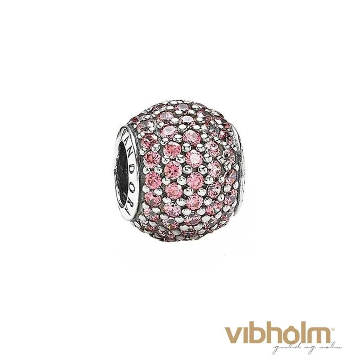 Pandora - Fancy Pink Pavé Ball Charm sølv 791051CZS