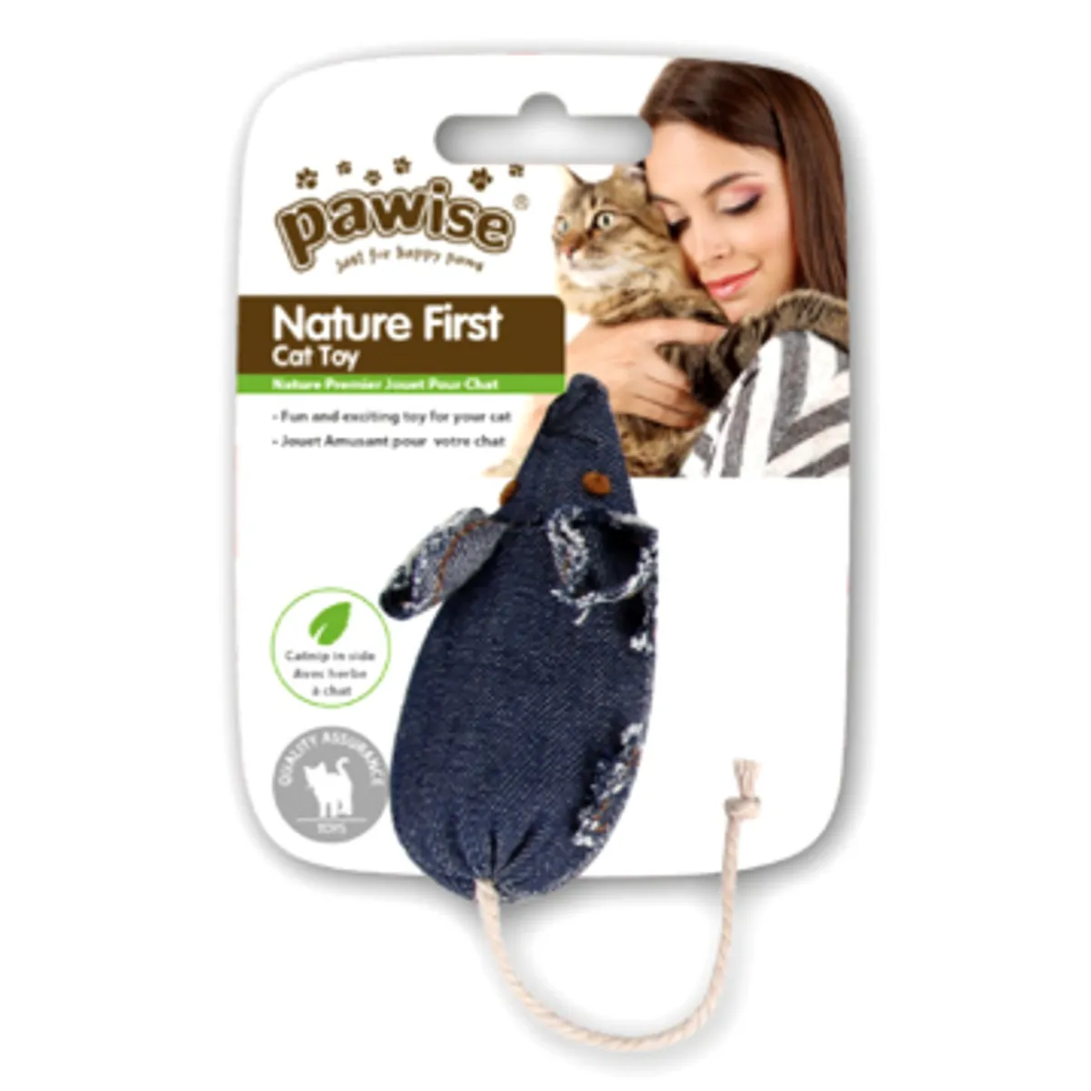 PaWise Kattelegetøjs Denim Mus - Med Catnip