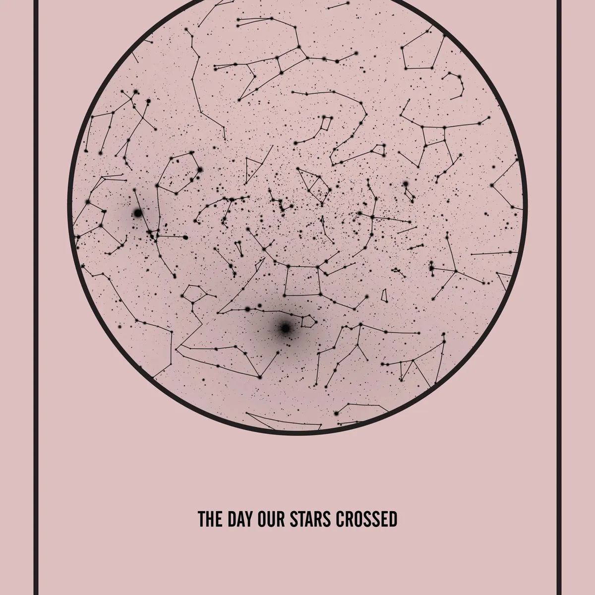 PERSONLIG STJERNEHIMMEL PLAKAT (LYSERØD) - 30x40 / Sort tekst og lyserød stjernehimmel / Stjernehimmel med stjernebilleder