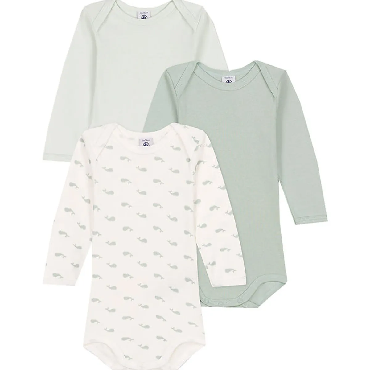 Petit Bateau Body l/æ - 3-pak - Grøn/Hvid