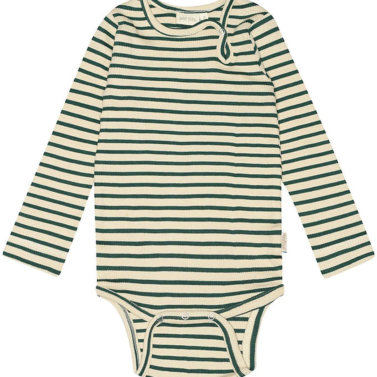 Petit Piao Body l/æ - Rib - Modal - Emerald Green/Dark Off White