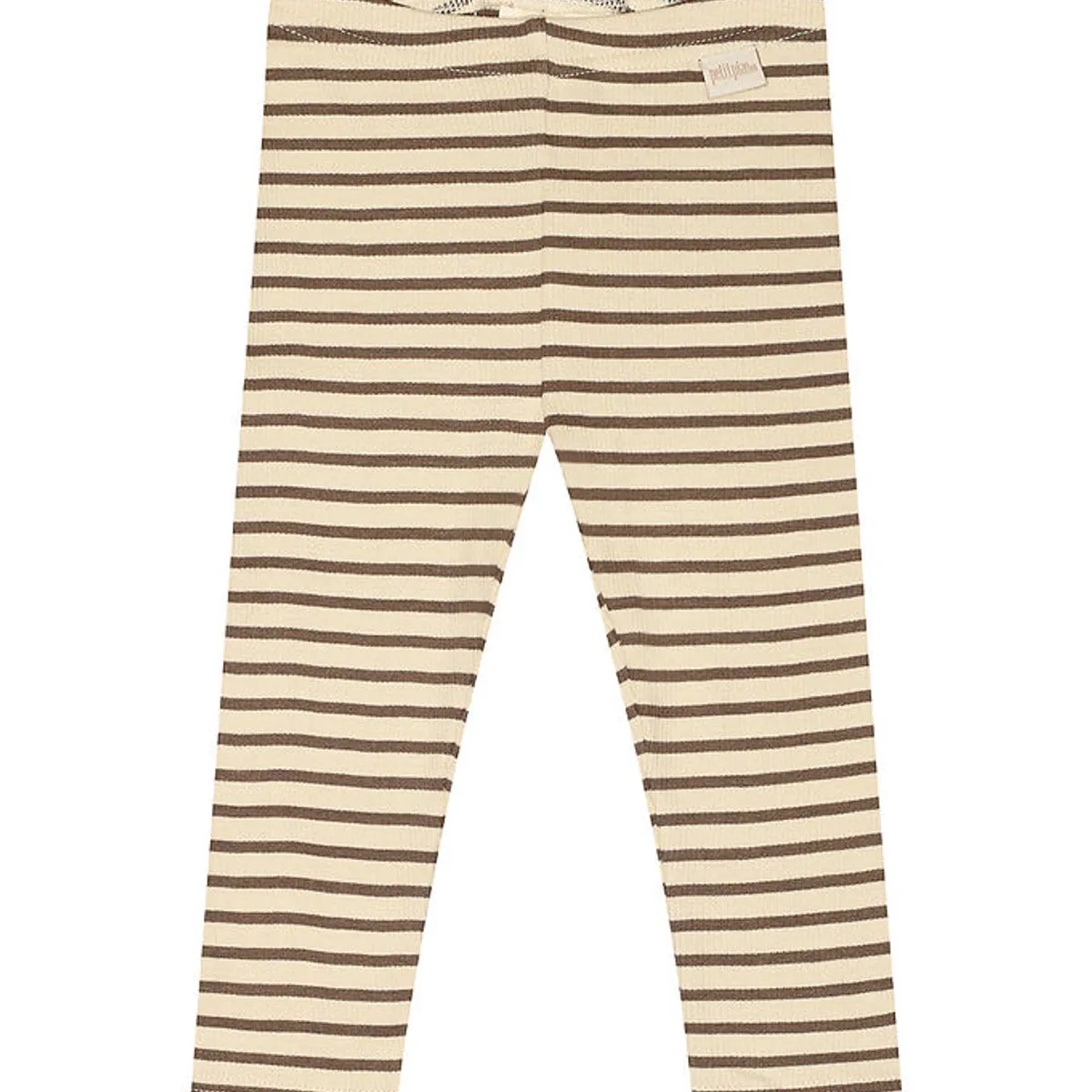 Petit Piao Leggings - Rib - Modal - Chocolate Brown/Dark Off Whi