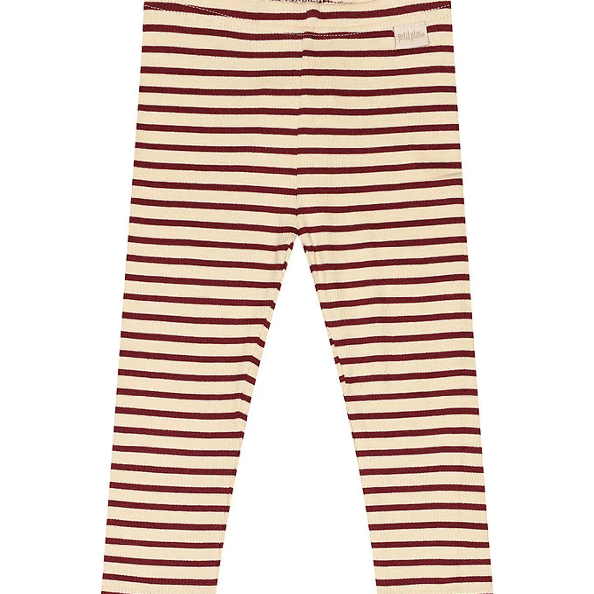 Petit Piao Leggings - Rib - Modal - Dark Cherry/Dark Off White