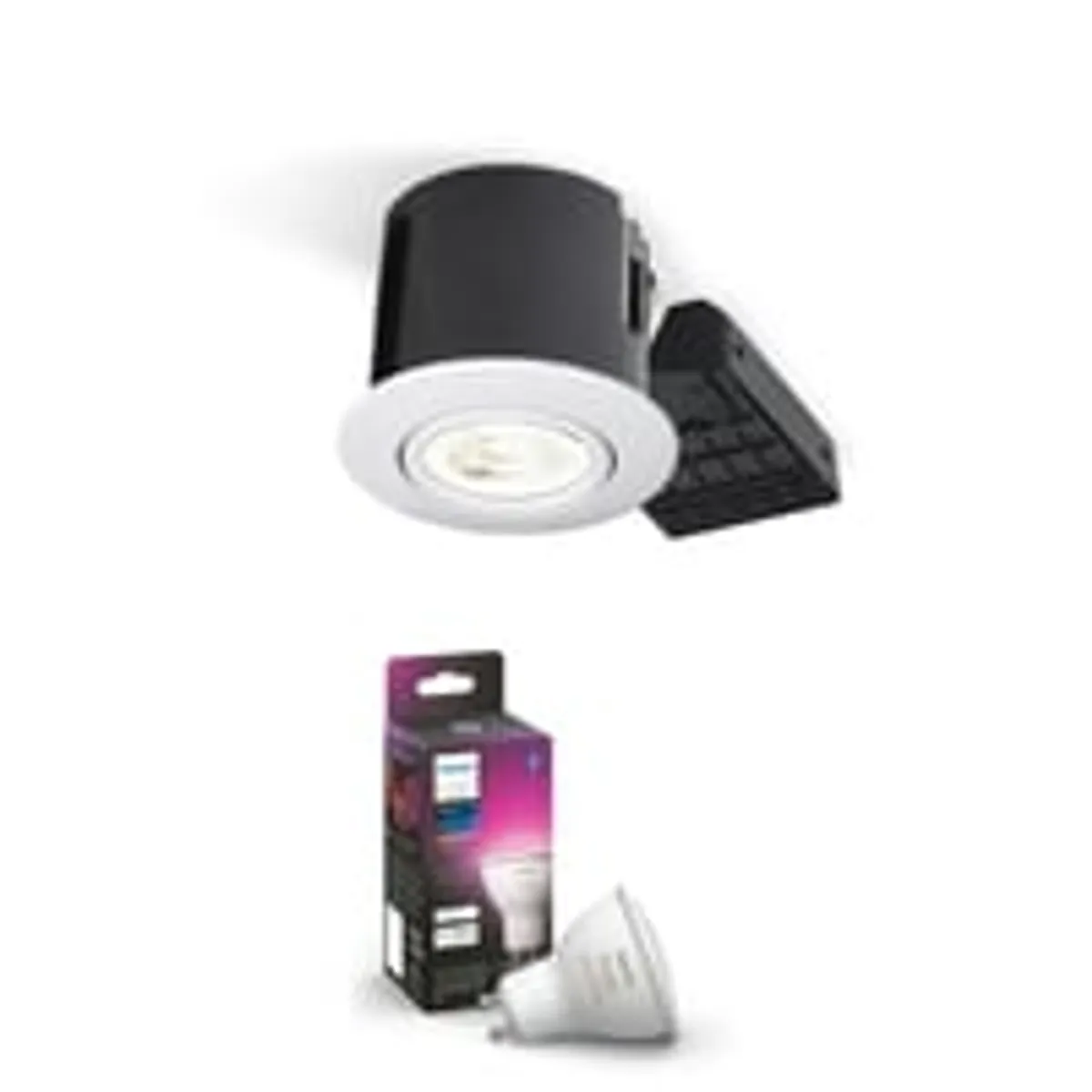 Philips Hue indbygningsspot 230V LED (rund) med Color & White Ambiance, 4,2W, 400lm, 46, E, hvid (mat) - Nordtronic