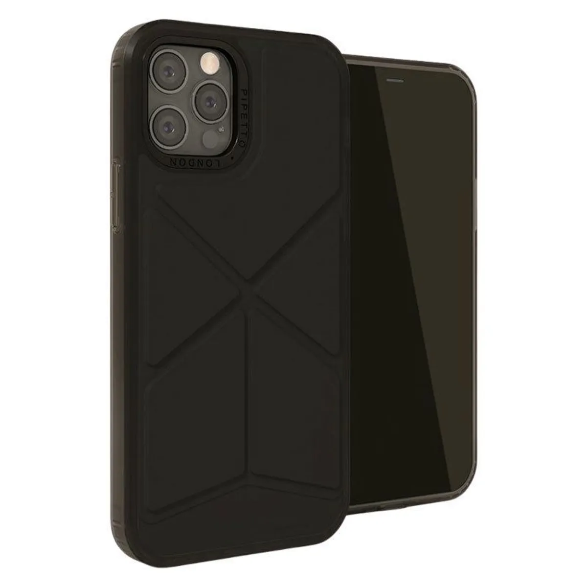 Pipetto Origami Snap iPhone 12/12 Pro Foldbart TPU Cover, Sort