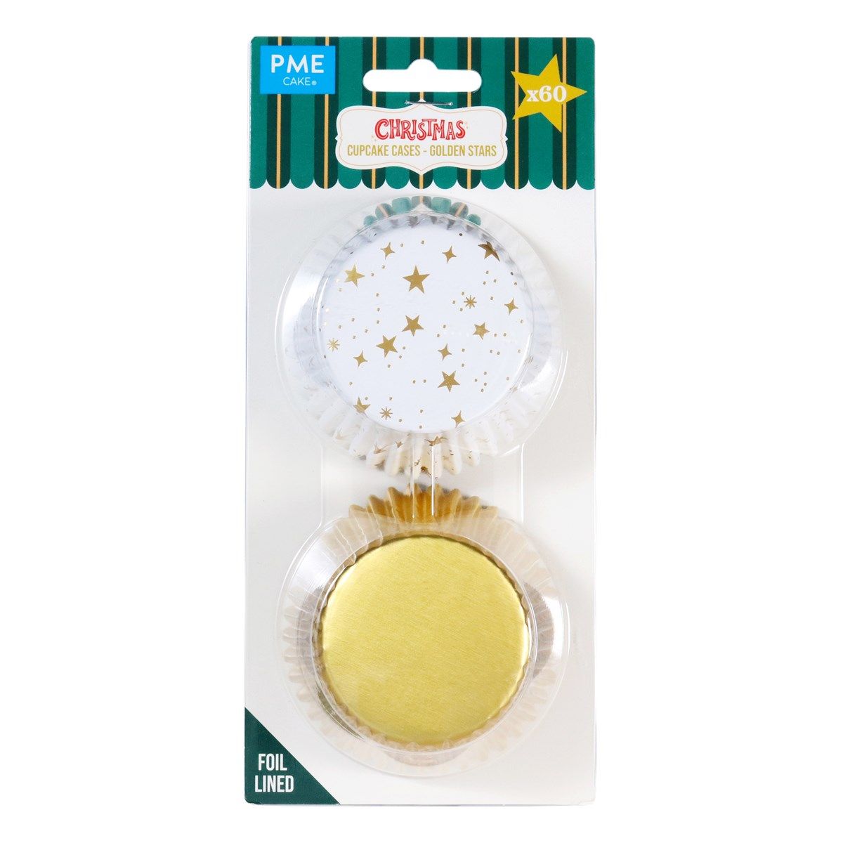 PME - Christmas "Golden Stars" Muffinsforme Metalfolie, 60 stk.