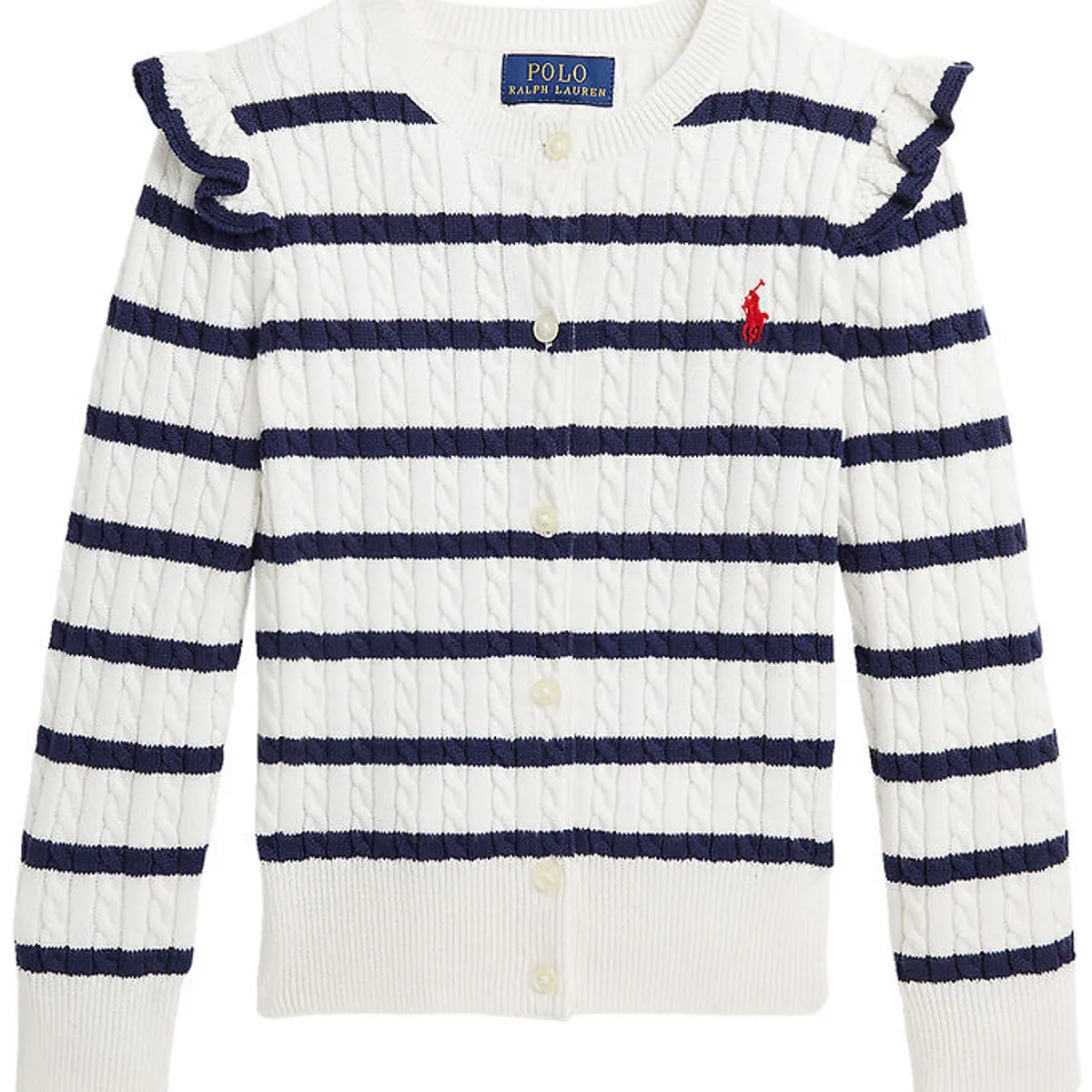 Polo Ralph Lauren Cardigan - Strik - Deckwash White/Newport Navy