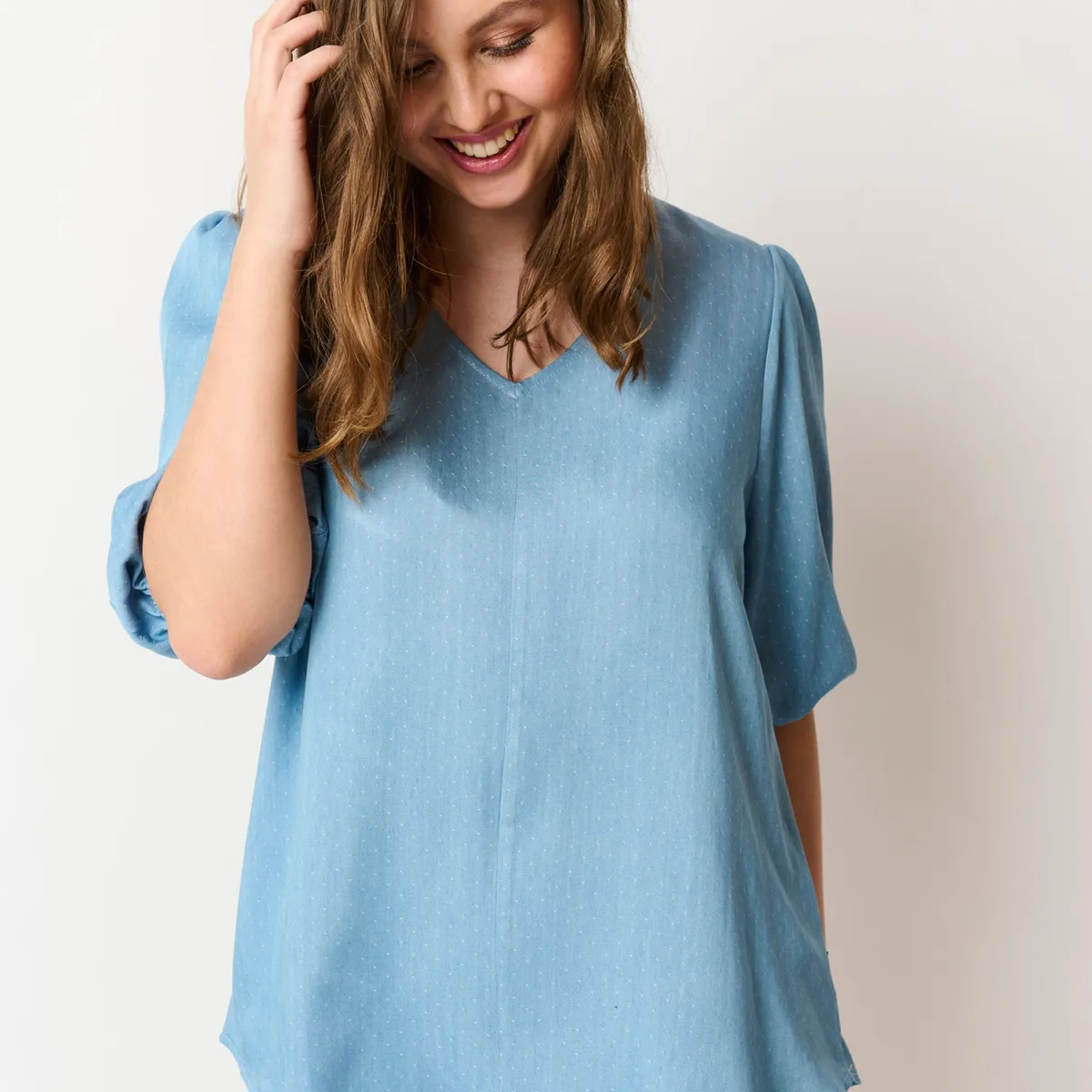 Pont Neuf - Bluse - Pnfleur - Sky Blue - S