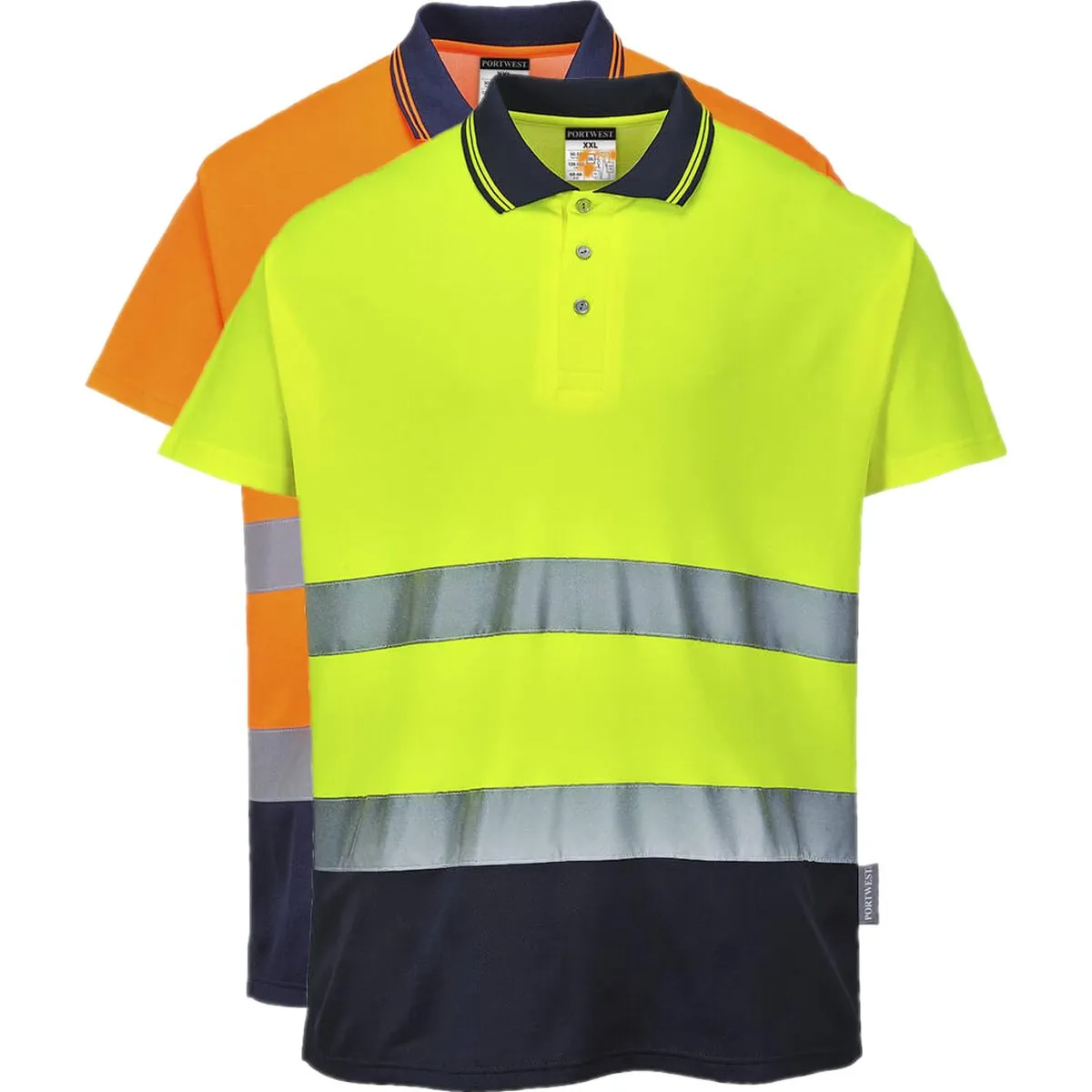 Portwest S174 Two Tone Cotton Comfort Polo XL Orange/Navy